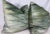 Custom pair of 22" pillows covered in Kravet Couture "Boscage Velvet" in color emerald. These pillows have tapered corners...