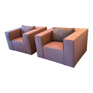In the Style of Mario Bellini Customized Club Chairs, Pair For Sale