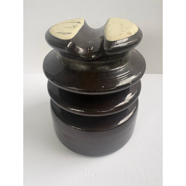 American Vintage Locke Hi-Top Brown Glazed Porcelain Electrical Insulator, Usa For Sale - Image 3 of 11