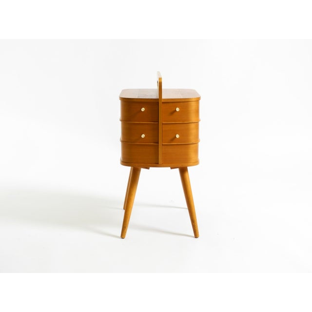 Mid-Century Modern Mid-Century Modern Teak Sewing Box with Hinged Compartments, 1950s For Sale - Image 3 of 18