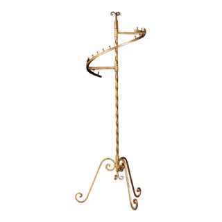 Mid 20th Century Hollywood Regency Wrought Iron Spiral Tie & Belt Display Stand For Sale