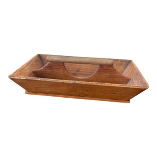 Antique Handcrafted Primitive Wood Cutlery Tray Caddy Dovetail Detail For Sale