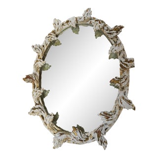 1930s Italian Painted Mirror With Leaves For Sale