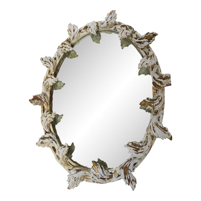 1930s Italian Painted Mirror With Leaves From Mla For Sale