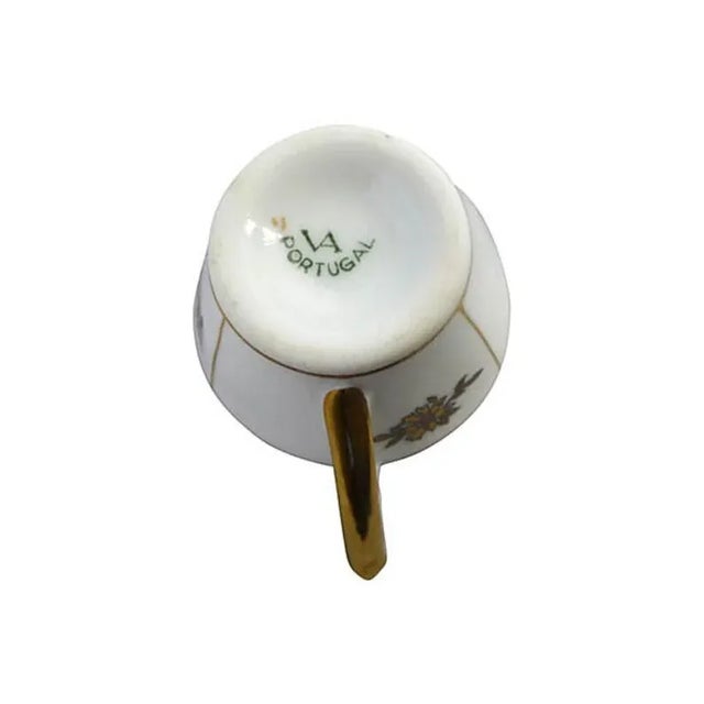 1970s Vintage Porcelain Va Portugal Demitasse Cups & Saucers Set 5 For Sale - Image 5 of 6