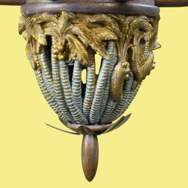 Illuminate in tropical style with this vintage faux bamboo palms chandelier. The palm-inspired design and bamboo-style...