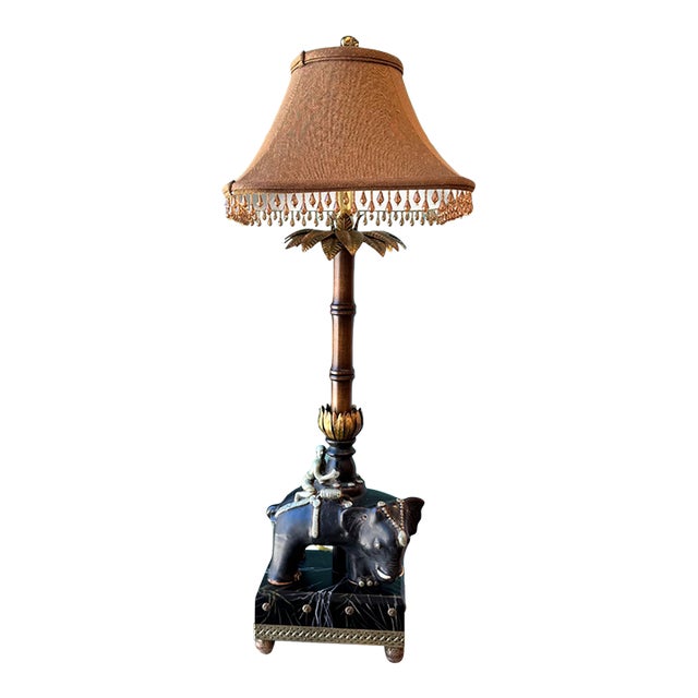 Vintage Raymond Waites for Tyndale Asian Elephant and Rider Table Lamp For Sale