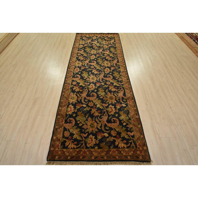 Farmhouse Agra Runner 4′ X 10’3” Blue Wool Traditional Hand-Knotted Oriental Rug For Sale - Image 3 of 12