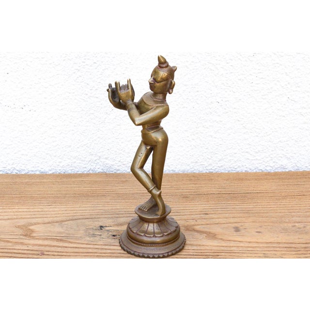 18th Century 19th Century Indian Brass Krishna Figure For Sale - Image 5 of 10