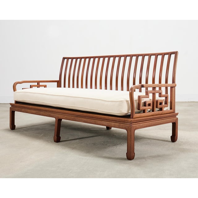 Pair of Michael Taylor Style Ming Inspired Hardwood Sofas For Sale In Sacramento - Image 6 of 18