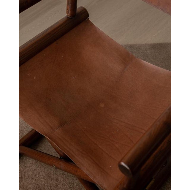 Italian Modern Directors Chair in Wood & Leather, 1980s For Sale - Image 11 of 18