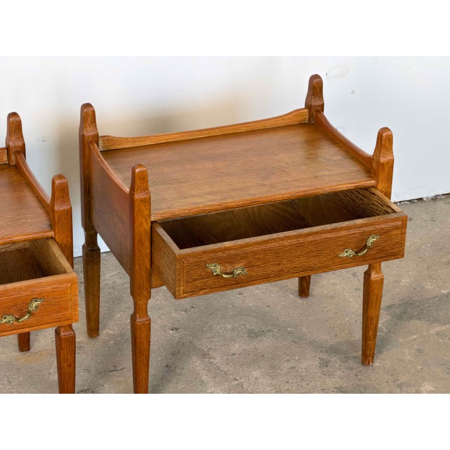 Brown Mid-Century Modern Oak Nightstands by Henning Kjærnulf, Denmark, 1960s, Set of 2 For Sale - Image 8 of 9
