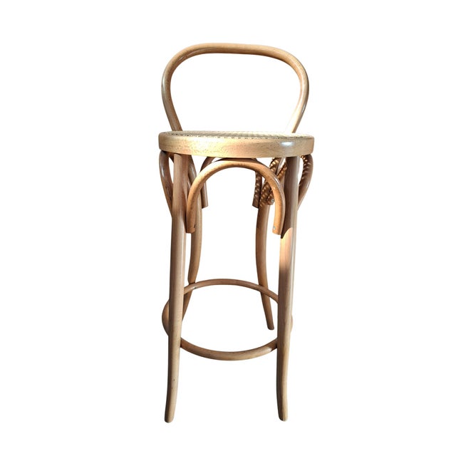 1970s Stools in Bentwood and Vienna Straw in the style of Thonet, 1970s, Set of 5 For Sale - Image 5 of 14