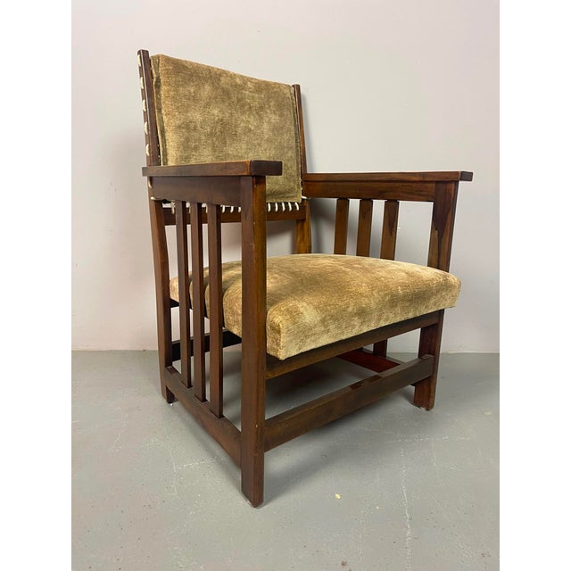 Antique Dutch Haagse School Oak Armchair by L.O.V. Meubelfabriek, Oosterbeek, the Netherlands, 1920s For Sale - Image 14 of 14