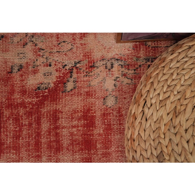 1970s Vintage Turkish Handmade Wool Cotton Red Area Rug For Sale - Image 11 of 12