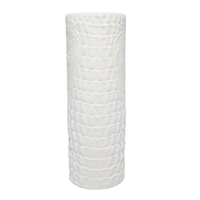 White Modernist Bisque Porcelain Vase With Crocodile Texture by a.k. Kaiser For Sale - Image 4 of 7