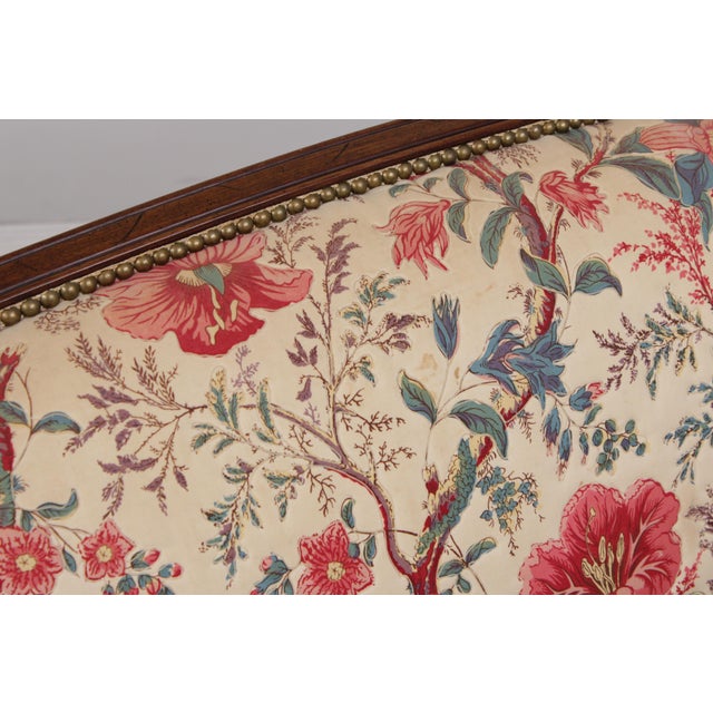 Brown Hickory Chair Mahogany Frame Sheridan Style Loveseat Settee For Sale - Image 8 of 17