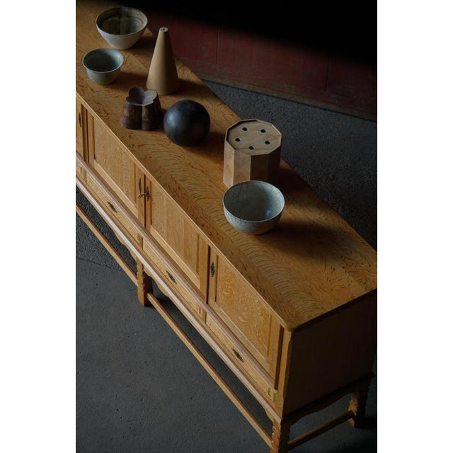 Mid-Century Brutalist Danish Sideboard in Oak by Henning Kjærnulf, 1960s For Sale - Image 10 of 18