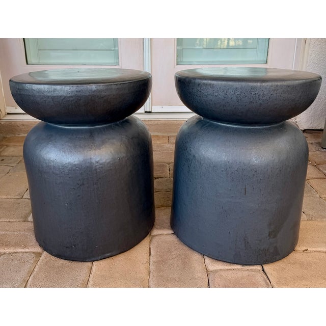 Outdoor Side Tables – Set of 2 | Sculptural Modern Design For Sale - Image 4 of 5