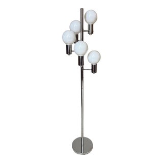 Vintage 1970s Mid-Century Modern Sonneman “Waterfall” Cascading Globe Floor Lamp in Chrome For Sale