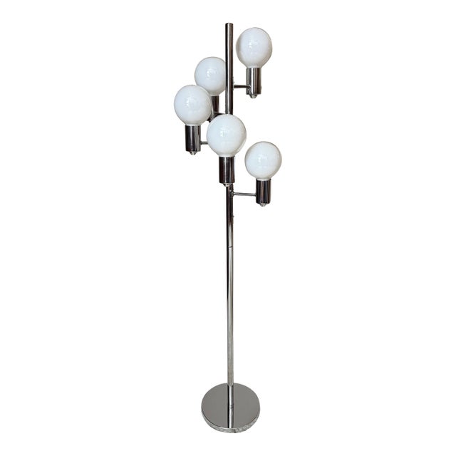 Vintage 1970s Mid-Century Modern Sonneman “Waterfall” Cascading Globe Floor Lamp in Chrome For Sale