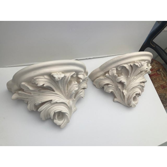 Michael Taylor Acanthus Leaf Brackets in an Ivory Washed Finish - A Pair -2 For Sale - Image 9 of 12