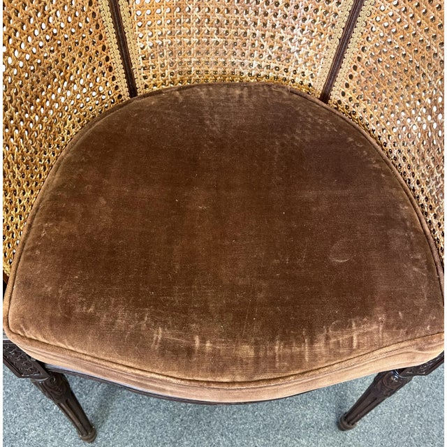 Early 20th Century French Cane and Carved Wood Occasional Chair For Sale - Image 4 of 13