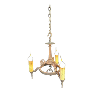 1920s Arts and Crafts Cast Iron Chandelier