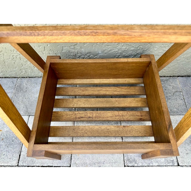 Farmhouse Vintage Mid 20th Hand Crafted Wooden Storage Basket With Handle For Sale - Image 3 of 8