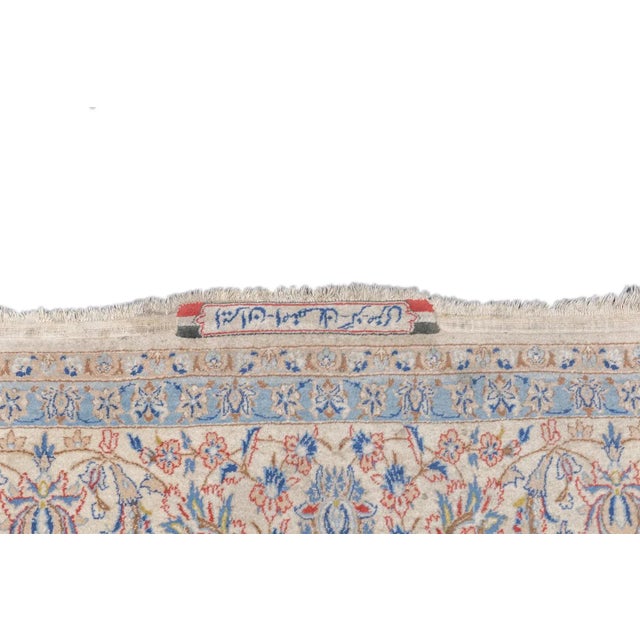 Isfahan Extremely Fine Wool & Silk Foundation. Signed Rug 5'3'' X 9'2'' For Sale - Image 11 of 12