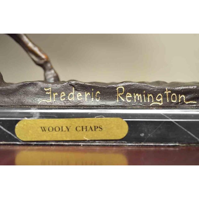 Wooly Chaps Bronze Sculpture on Marble Base, after Frederic Remington For Sale - Image 12 of 12