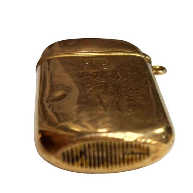 Art Nouveau 19th Century Late Victorian Western 10k Gold Stallion Pair Match Safe Vesta W/ Diamond For Sale - Image 3 of 5