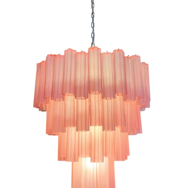 Handmade Murano Glass Chandelier with 80 Pink Tubes from Justfurnituress SRL For Sale - Image 6 of 15