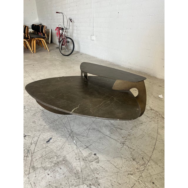 Vintage Custom Metal and Stone Modernist Coffee Table For Sale - Image 4 of 6