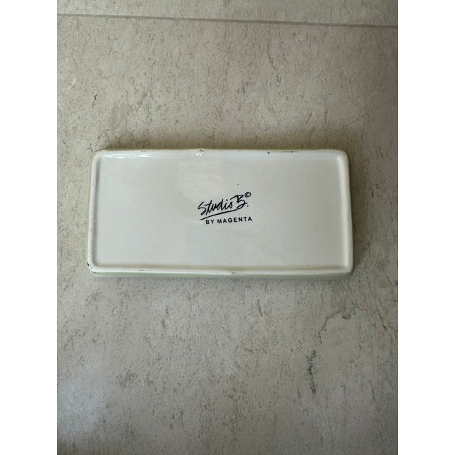 Vintage Rectangular Ceramic Trinket Tray With Insect For Sale In Los Angeles - Image 6 of 9