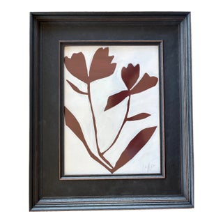2026 Abstract Botanical Painting in Red, Framed For Sale