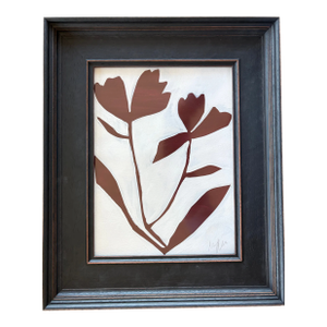 2026 Origjnal Abstract Botanical Painting in Red, Framed