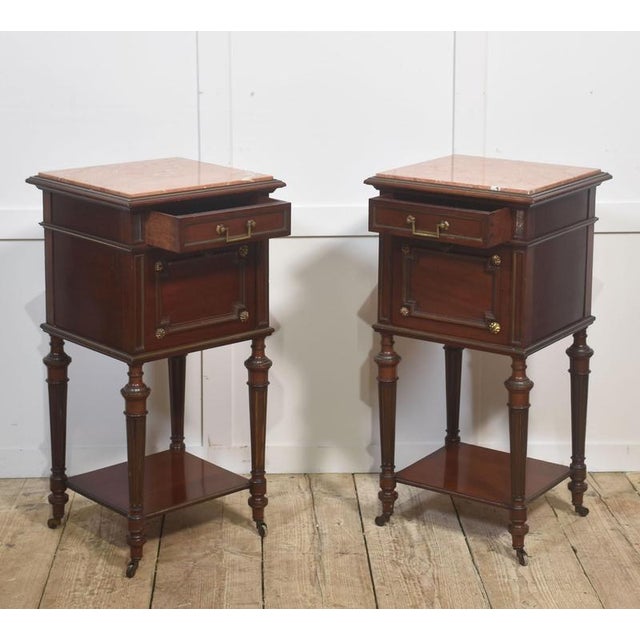 Antique Mahogany Bedside Tables, 1890s, Set of 2 For Sale - Image 9 of 10