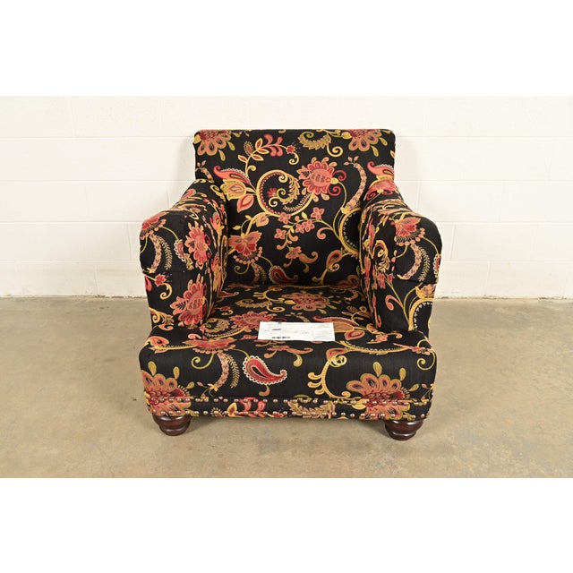 Smith Brothers of Berne Contemporary Lounge Chair and Ottoman in Paisley Upholstery For Sale - Image 9 of 16