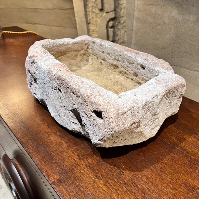 19th Century Hand Carved Limestone Trough Basin Planter Antique Farm For Sale - Image 9 of 12