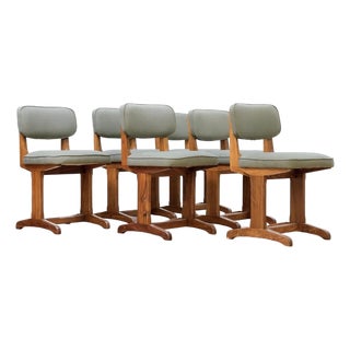 Set of Six 1960s Solid Oak Craftsman Style Dining Chairs For Sale