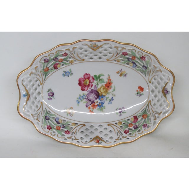 Schumann Arzberg Bavaria Dresden Line Reticulated Open Oval Bowl 4580b For Sale - Image 15 of 17