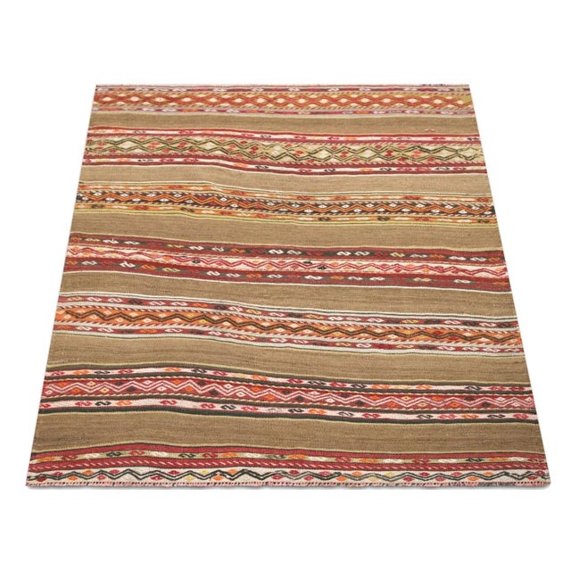 1950s 1950s Turkish Kilim Rug For Sale - Image 5 of 6