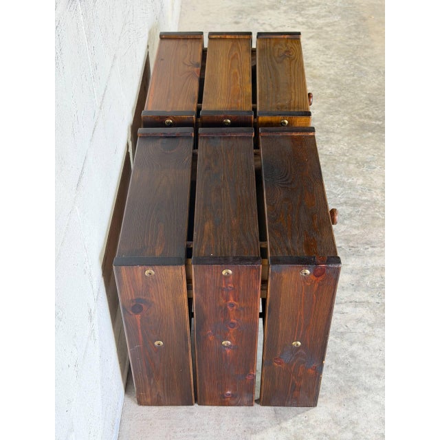 Brown Oak Nightstands Side Tables Set of 2 Rustic Brutalist Vintage Mid-Century Modern 1970s For Sale - Image 8 of 11