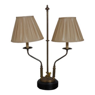 French Regency Style Double Arm Brass Table Lamp For Sale