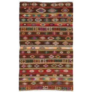 1950s Vintage Turkish Balikesir Jajim Kilim Rug - 6′10″ × 11′ For Sale