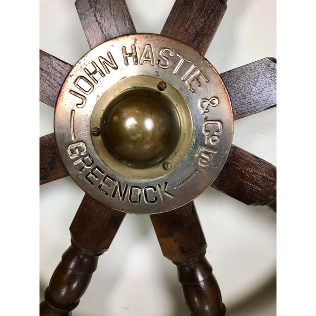 Antique Ship's Steering Wheel in Teak from John Hastie, 20th