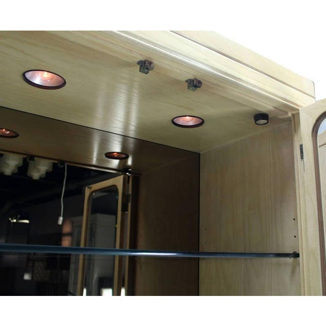 John Stuart White Wash Beveled Glass MidCentury Modern Tall Display Cabinet - A Pair For Sale - Image 9 of 10