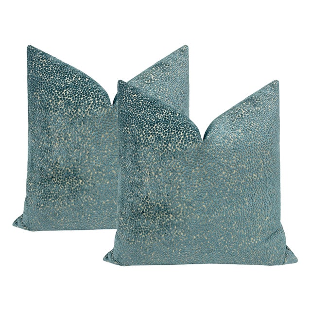 Not Yet Made - Made To Order 22" Aegean Cosmo Cut Velvet Pillows - a Pair For Sale - Image 5 of 5
