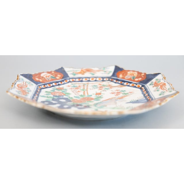 Imari Porcelain Antique 19th Century Japanese Meiji Period Imari Octagonal Charger Plate For Sale - Image 4 of 7